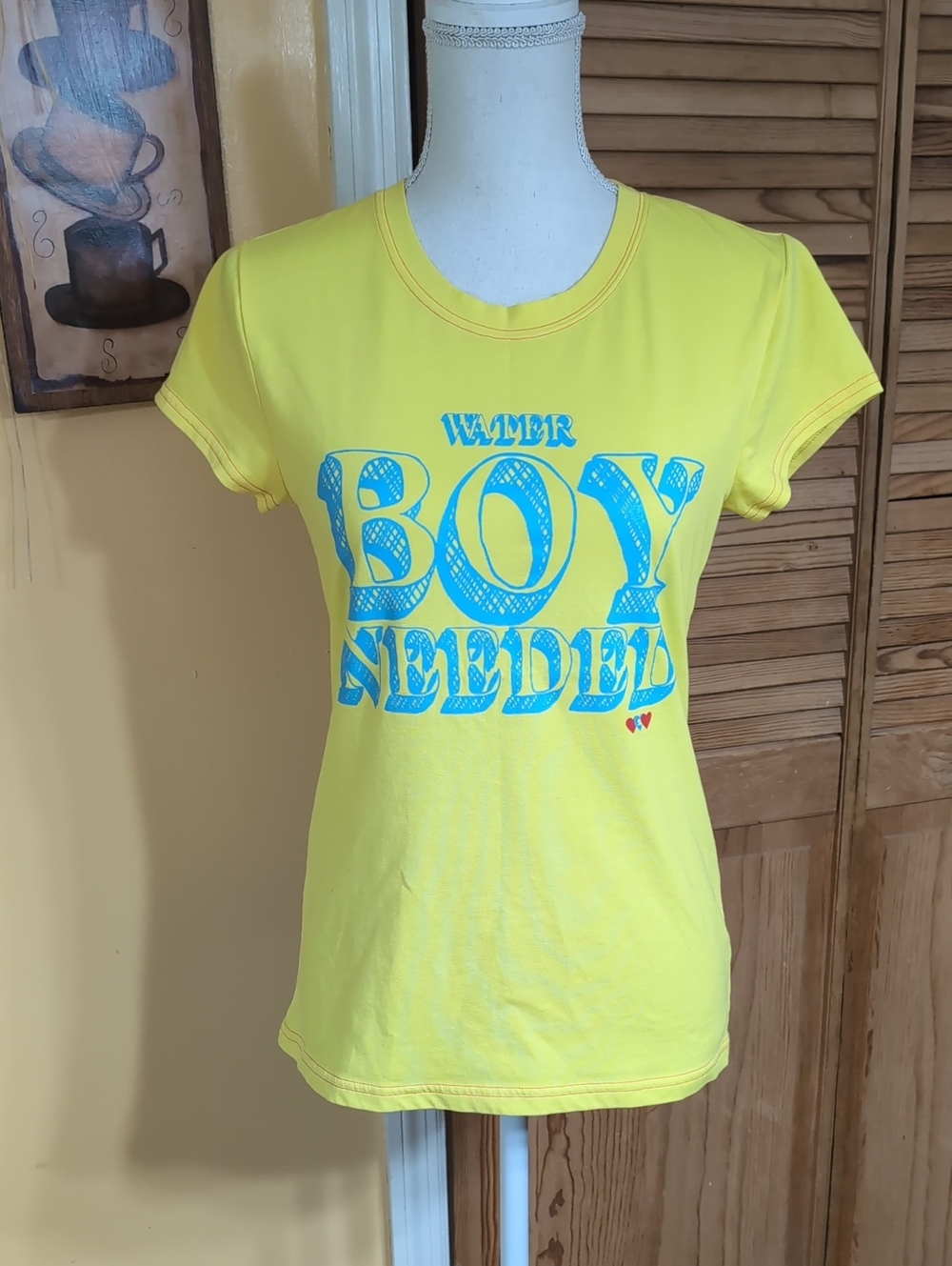 PUMA Sport Lifestyle Yellow Tee Top "Water Boy Needed" Size M